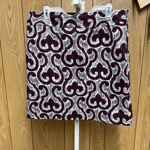 Ann Taylor Elegant Purple and Grey Patterned Skirt Size 16